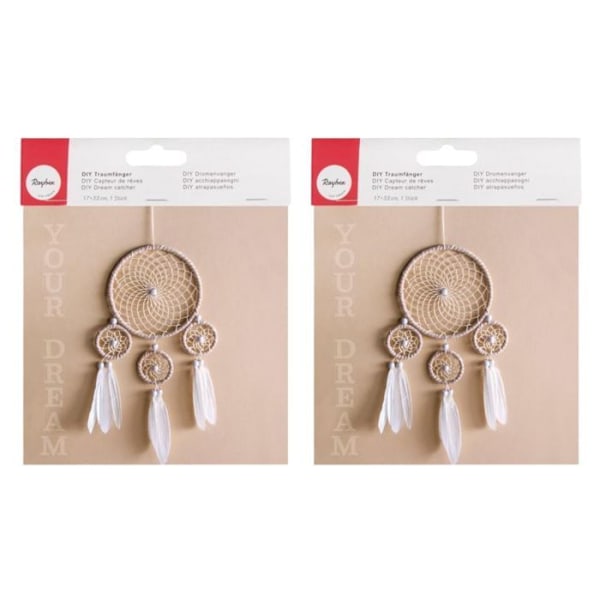 2 DIY beige og hvide drømmefangersæt Beige