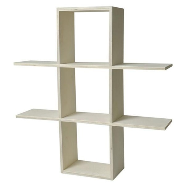 Væghylde i træ til tilpasning - 2 niveauer - 53 x 53 x 12 cm Beige