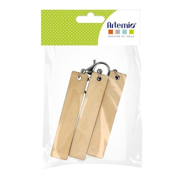 Nøglevedhæng - Ikke specificeret - Firkantet - Træ - 2 x 10 cm - 3 stk. Beige
