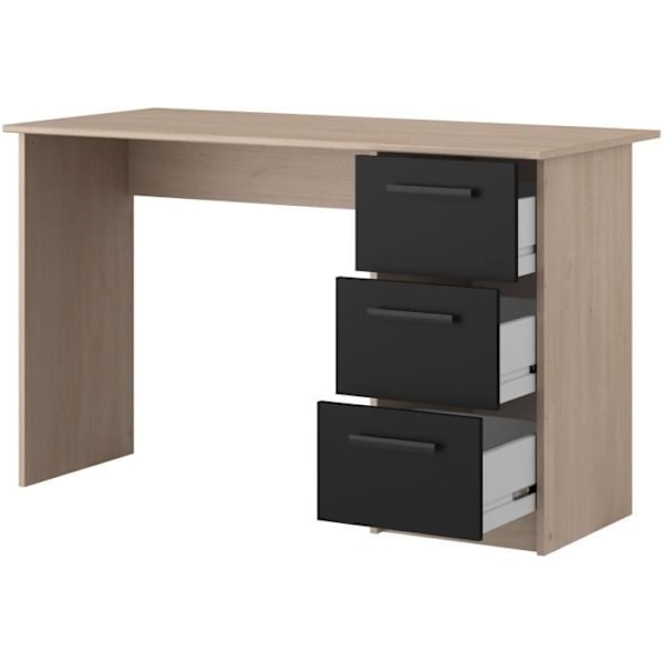 PARISOT Rak skrivbord med 3 lådor - Brooklyn ekfinish - L 121,4 x D 55 x H 74,5 cm - ESSENTIELLE