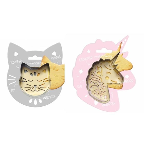 Sæt til præget kiks Cat + Unicorn Grå