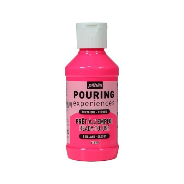 Akvarellfärg - Pébéo - Pouring - 118 ml - Fluorescerande Rosa - Blandad Fluorescerande rosa