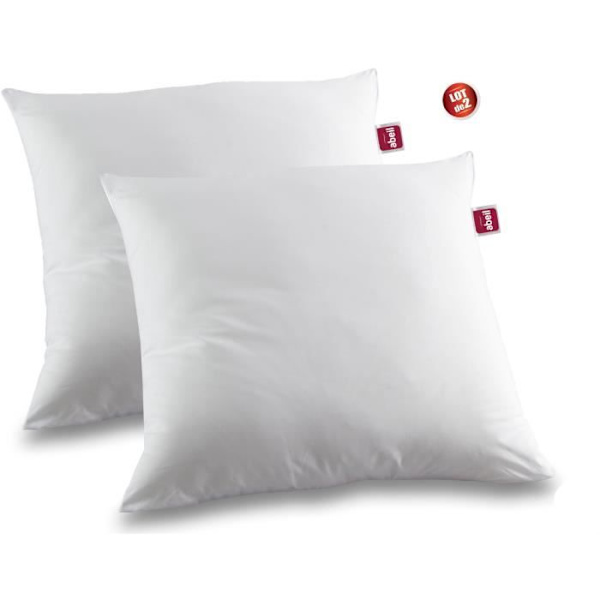 Set med 2 anti-kvalsterkuddar - 60 x 60 cm - 100 % Biome®-behandlad bomull - ABEIL Vit