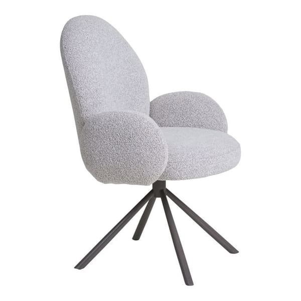 Snurrbar matstol 69x65x91,5 cm i ljusgrå bouclétyg Grå