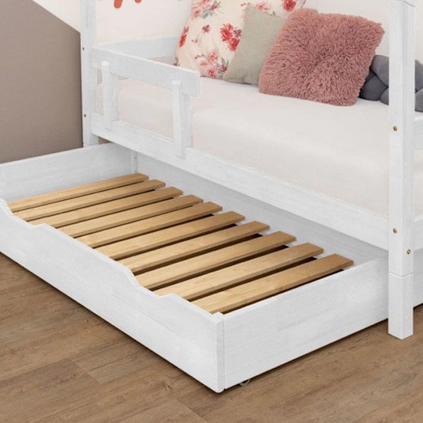 Rulleskuffe opbevaring eller seng - hvid til seng 120 x 160 cm Vit