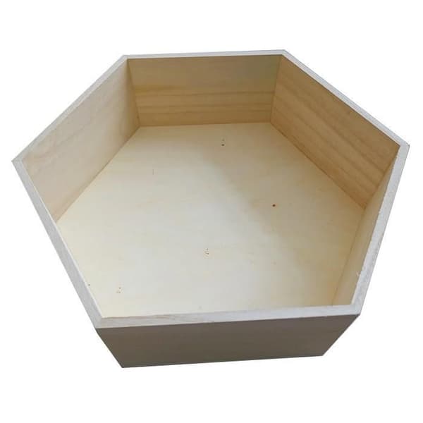 Hexagonal hylde i træ 39 x 34 x 10 cm beige