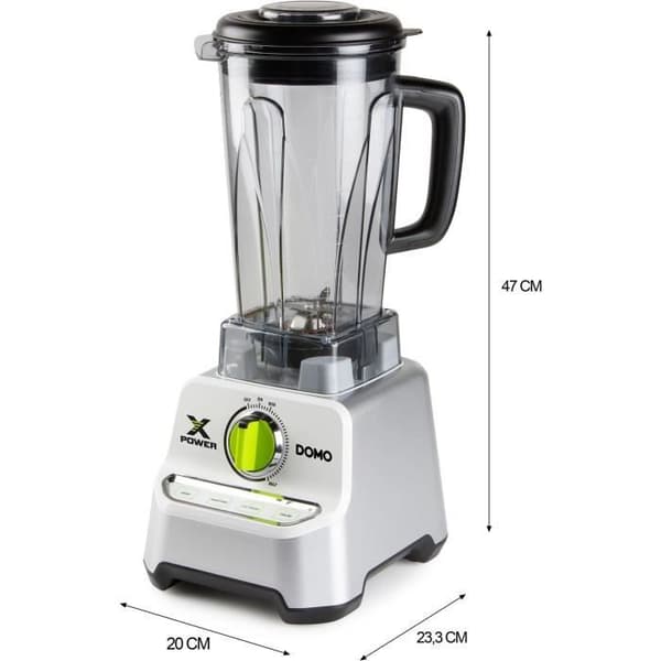 Blender XPOWER - DOMO - DO747BL - 1500 W - 2 L - Grå Grå