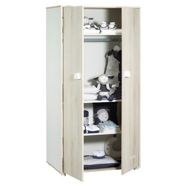 Smile vauvan vaatekaappi - Pyökki - 2 ovea - 168x85x57cm - Vauvan hinta Beige