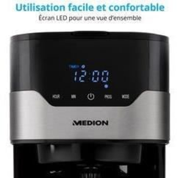Programmerbar filterkaffemaskine med kande - MEDION - MD 18458 - isotermisk - 900W - 1,2 L