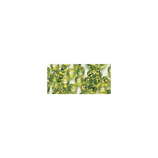 Perle rocaille med silverfärgad utsmyckning Ljusgrön Ø2,6mm 16 g Grön