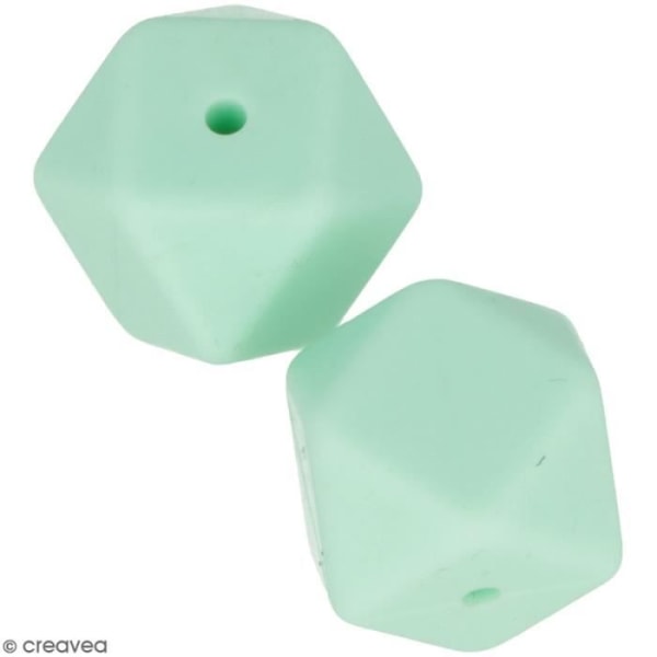 Setti kuusikulmaisia silikonihelmiä - 17 mm - Aqua Green - 2 kpl