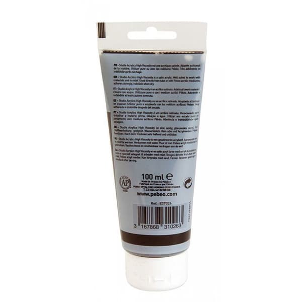 Akrylfärg - Pébéo - Studio - Noir de Mars - 100 ml - Satin - Professionell Svart