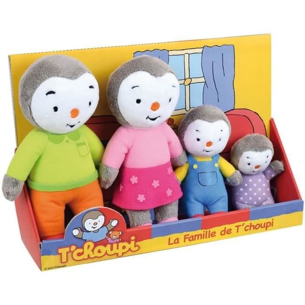 Perhelaatikko 4 pehmolelua - T'Choupi - JEMINI - +/- 19 cm FLERFÄRG