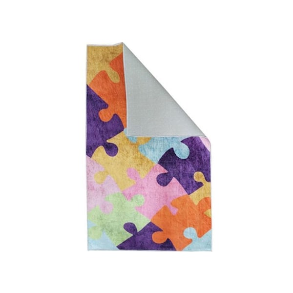 Matta - PUZZLE - 100x160 cm - Halkskydd - Maskintvättbar - Mjuk vid beröring Flerfärgad