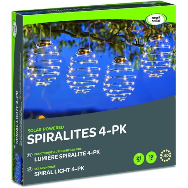 Spiralight SMART GARDEN aurinkolyhty - 4 kpl pakkaus - Nykyaikainen - Aurinkoenergia - Ulkokäyttöön - Harmaa Grå