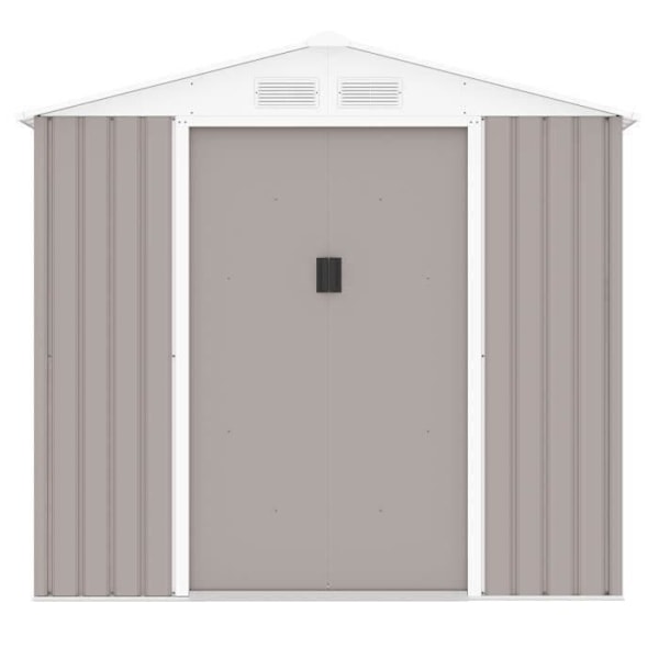 Metal havekøb 2,71 m² - 213 x 127 x 195 cm - PLUTON - Inkluderet fundamentkit, 2 skydedøre - Taupe Mol