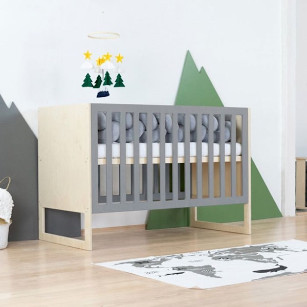 Lit baby CHRUPPY 60 x 120 cm lakeret og grå Grå