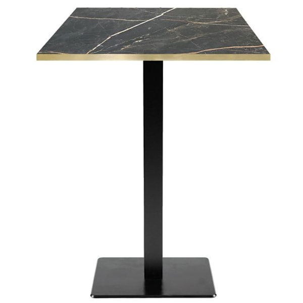 Højt bord 60 x 60 cm - Milan model samas marmor med messingkanter Svart