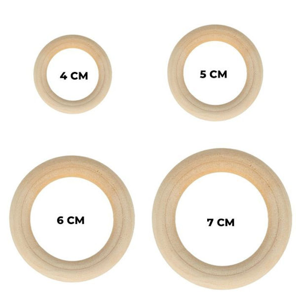 18 träringar 4/5/6/7 cm beige