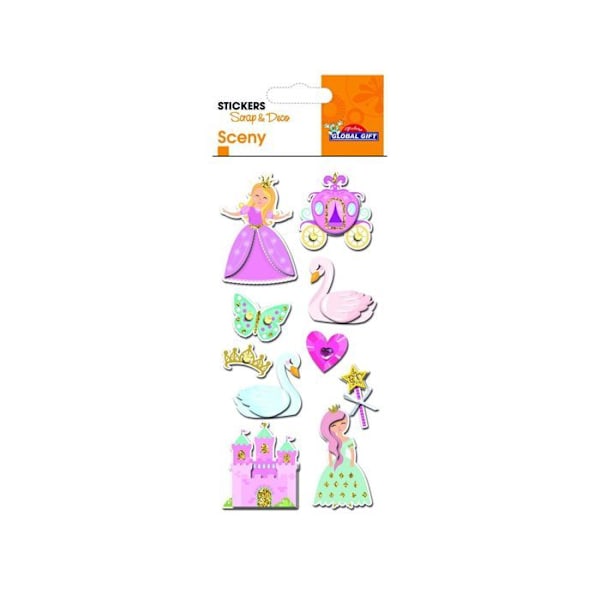 Glitrende 3D-klistermærker - Prinsesse og svaner Flerfärgad