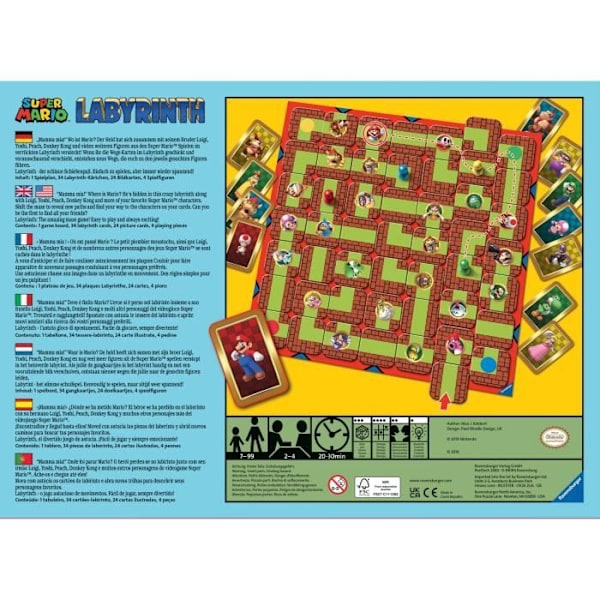 SUPER MARIO Labyrint, Familjebrädspel, Skattjakt i en rörlig labyrint, Från 7 år, Ravensburger Flerfärgad