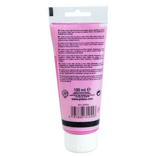Akrylmaling - Pébéo - Studio Acrylics - Rose Azo - 100 ml - Satin Rose Azo
