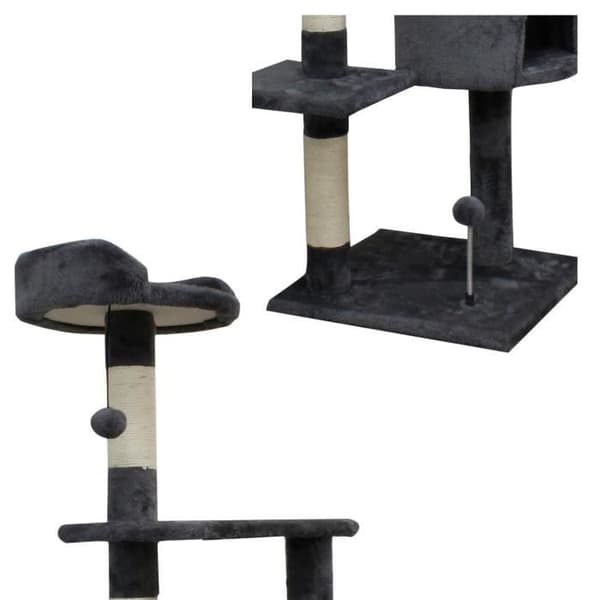 JASPER Grå kattetræ 40 x 40 x 114 cm - 3 platforme, 1 niche, kradsestolper Grå