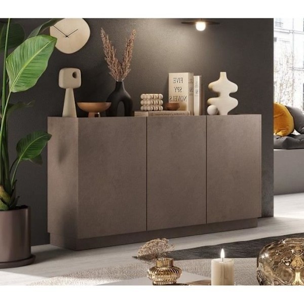 FIRENZE hög skänk - Brons och Mercury Oak - 3 dörrar - Modern/designstil brons och kvicksilverek