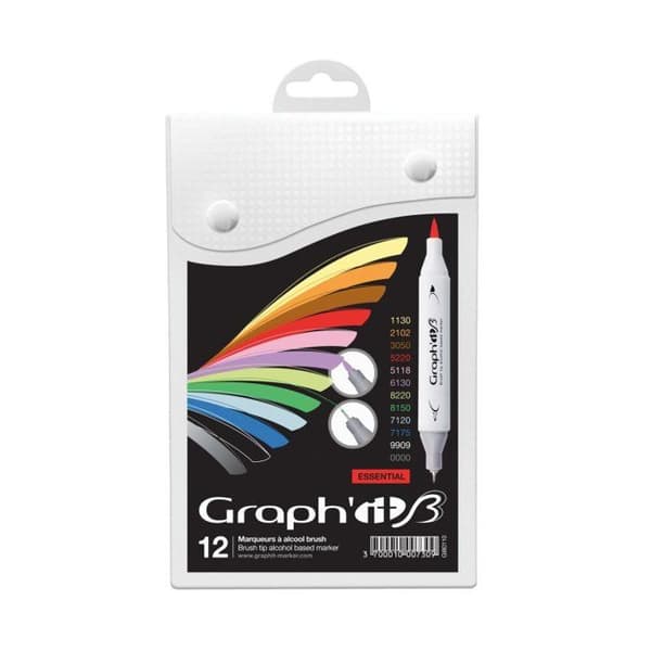 Graph'It - Sæt med 12 Graph'it Brush Essential Markører Multifarvet