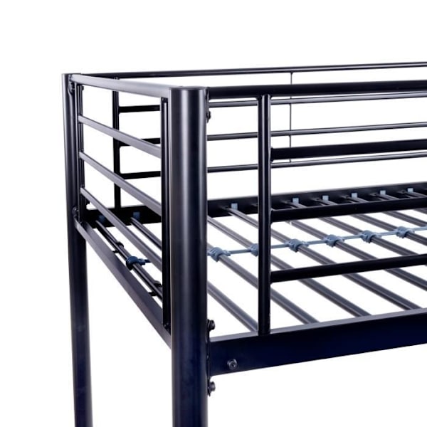 ELIOT børne mezzaninseng i sort metal 90x190cm med boxspring medfølger Svart