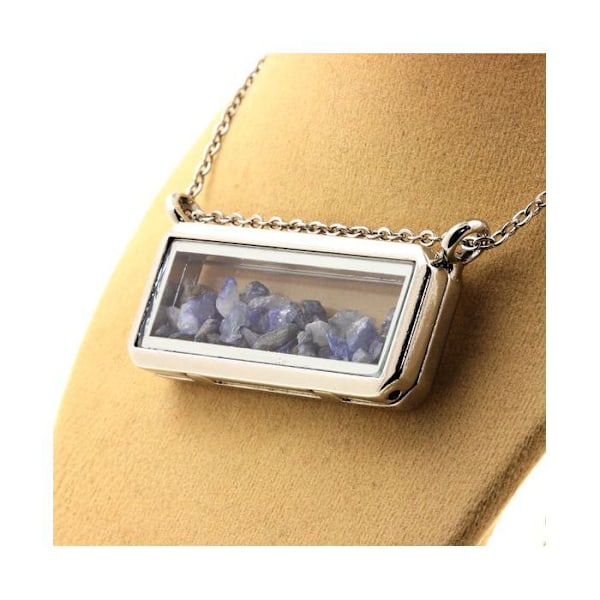 Collier - ABIJOUX - Benitoit rå - Rustfrit stål - 18x50 mm - Unisex Blå