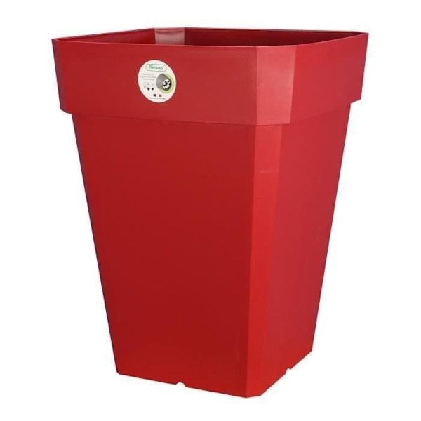 RIVIERA Pot carré Soleilla i plastik 39x39x53cm - 49L - Rød Röd