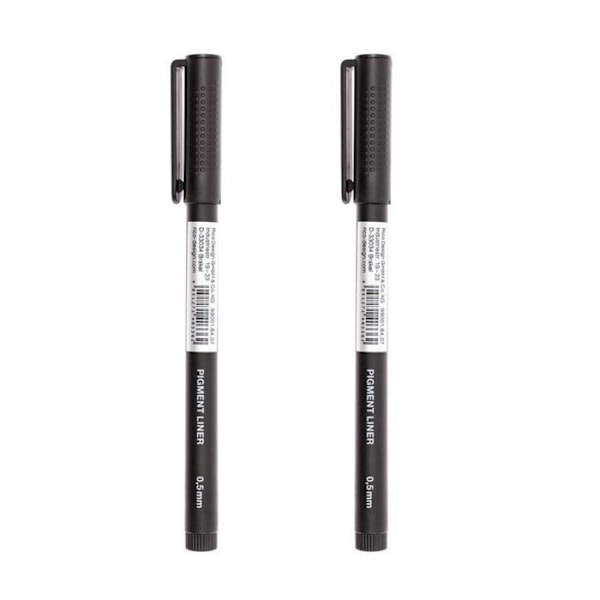 2 sorte pigmenterede penne 0,8 mm Svart