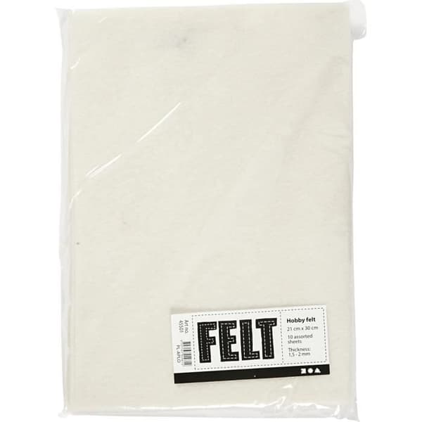 Velourfilt af polyester, velkendt til gør-det-selv projekter. Ideel til mange gør-det-selv og syarbejde. ref 45501