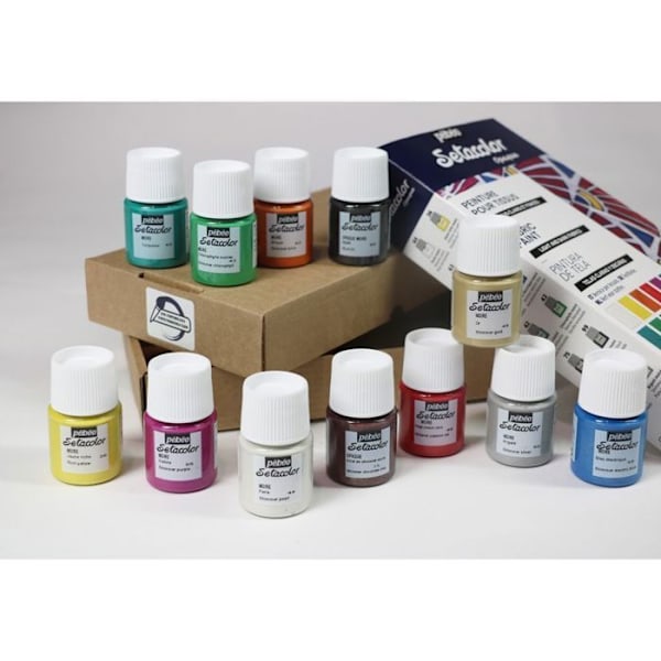 Kangasmaali - Pébéo - Setacolor Aloitussetti - Opak Matt - 12 Pulloa 20 ml - Modernit Värit Flerfärgad