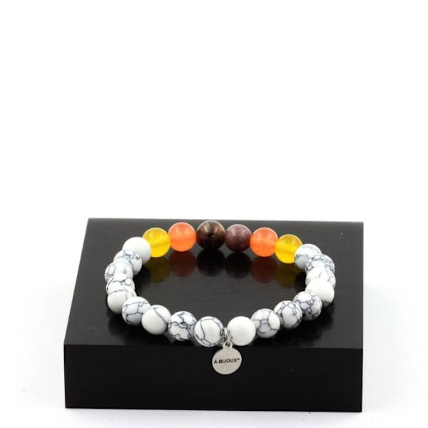Kivet ja mineraalit. Mogok Ruby Beads -rannekoru, Burma, Myanmar + oranssi kalsedoni Valmistettu Ranskassa. Rött, orange, gult