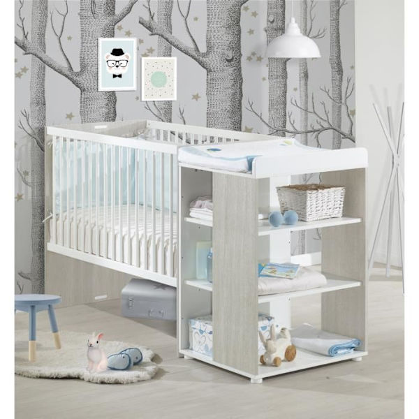 BABYPRICE SITTA Evolutive kombinerad spjälsäng - Sover 60 x 120 cm - Gör om till en säng 90 x 190 cm TRÄ