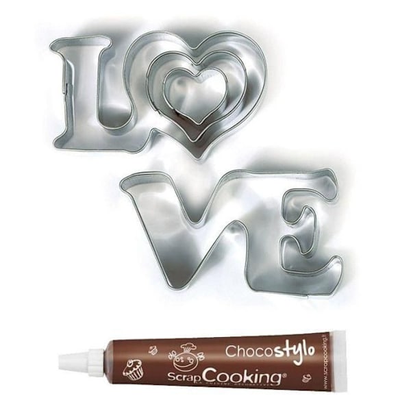 Kakformar i rostfritt stål Love + Chokladpenna