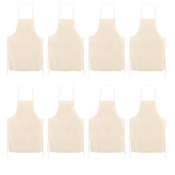8 voksenforklæder i råhvid bomuld 90 x 60 cm Beige