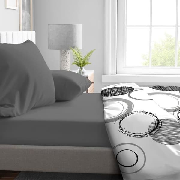 Drap housse - HOME LINGE PASSION - HP71774 - 180 x 200 cm + 30 cm bonnet - Microfiber - 82 g - Mørkegrå mörkgrå