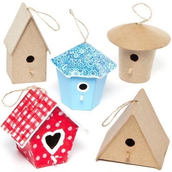 Mini Paper-Mâché Lintuhäkit, joita lapset ja aikuiset voivat koristella ja kaunistaa (6 kpl)