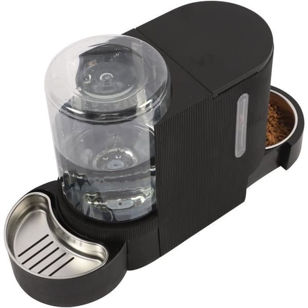 Foder- og vanddispenser M.PETS DUPLO 1,3kg/3L - 40x16.2x29.1 cm - Sort Svart