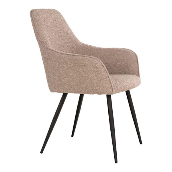 2 spisestuestole i beige loopet polyester med sorte ben Beige