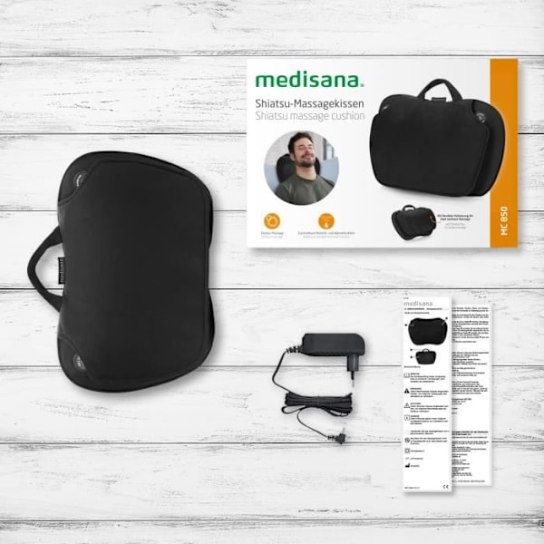 MEDISANA MC 850 - Shiatsu massagekudde för axlar, rygg, ben och nacke - 2 hastigheter - Värmefunktion - Smidig stoppning