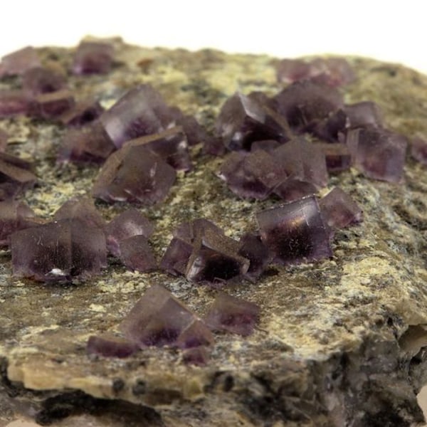 Sten og mineraler. Fluorit. 259,0 øre. Saint-Péray, Ardèche, Frankrig.