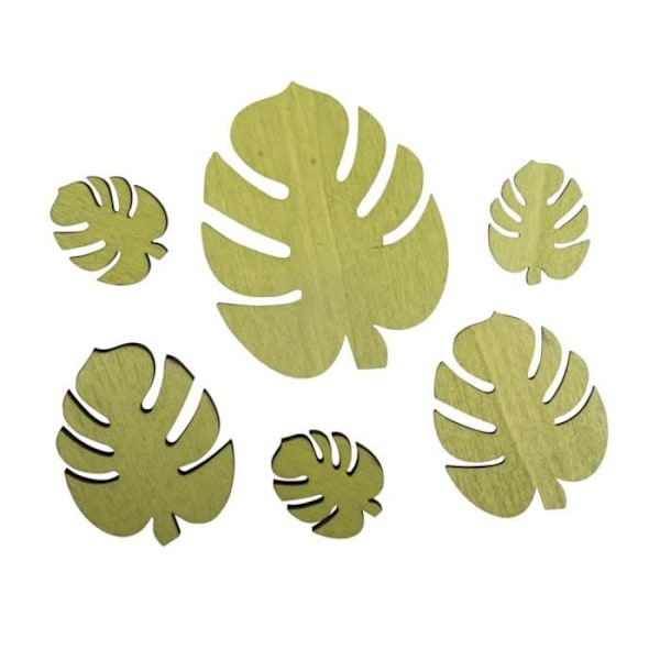 Miniaturer i træ Monstera-blade, avocado, 2,4x2,9cm-5,5x7cm, sct.-LS 6 stk. naturligt trä