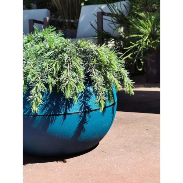 RIVIERA GRANIT BOULE rund blomsterlåda - Plast - Diameter 40 cm - Blå Blå