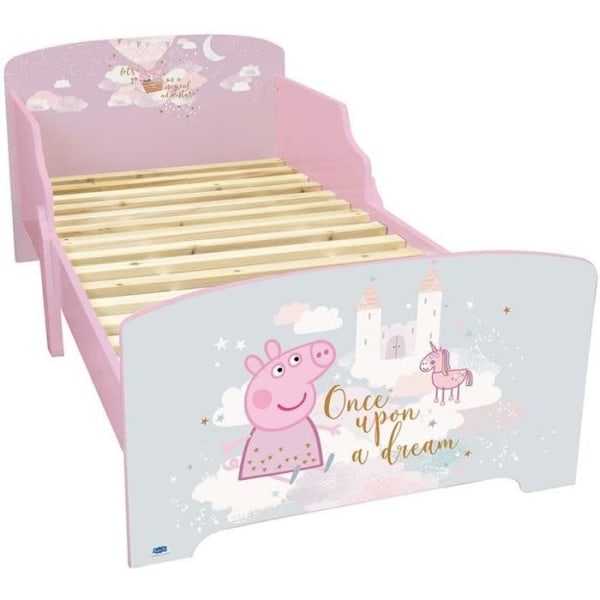 Sjov hus peppa pig drømmeseng med lamelbund 140 x 70 cm FLERFÄRG