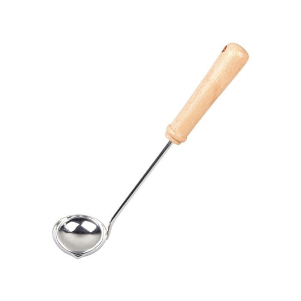 Louchette til crêpes - Inox - Fremstillet i Frankrig - Håndtag i bøg - 29 cm - Hældetut Grå