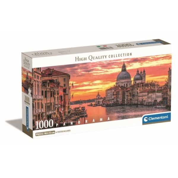 Clementoni - 1000p Pannorama Venedig - 98 x 33 cm - Med plakat Flerfärgad